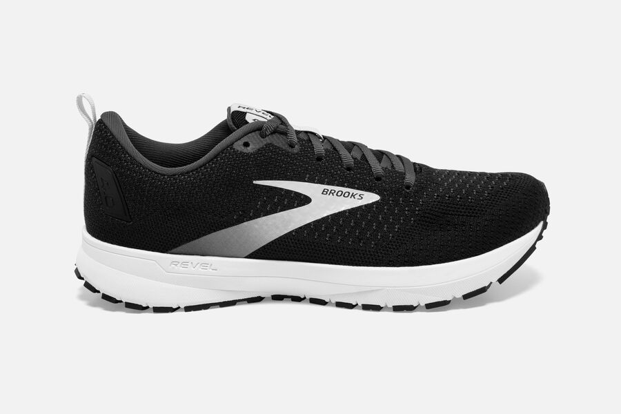 Brooks Men's Revel 4 Road Running Shoes Black/Silver ZQKX-07931